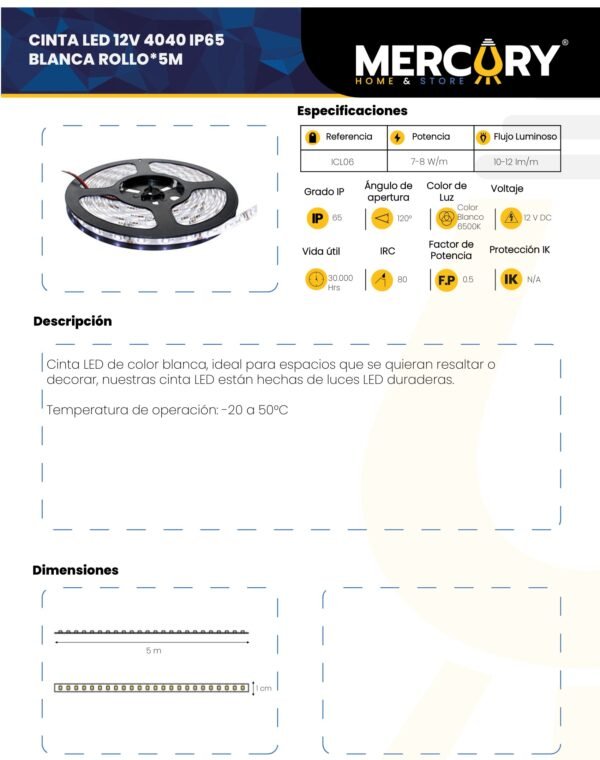 cinta-led-luz-fria-6500k-12v-x5m-mercury-ficha-tecnica Ficha técnica Cinta LED Luz Fría 6500K 12V x5m — Mercury