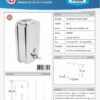Ficha técnica Dispensador de Jabón en Acero Inoxidable # 304 1000 Ml.