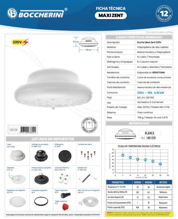 ducha-maxi-zent-blanca-con-manguera-220v-ficha-tecnica Ficha técnica Ducha Maxi Zent Blanca con Manguera 220V