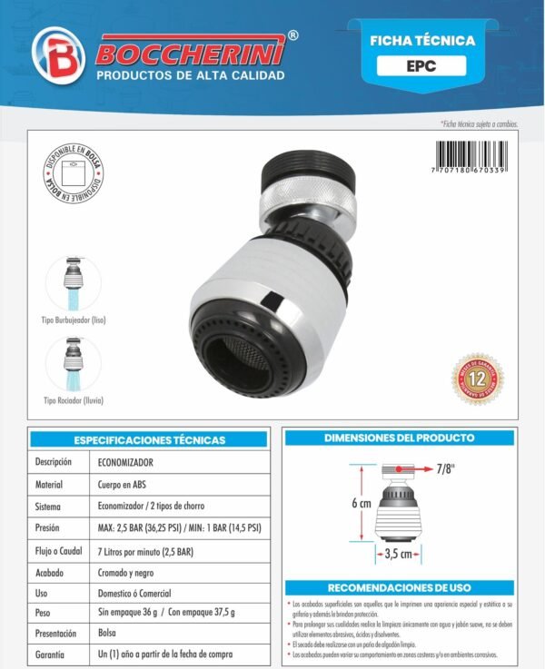 economizador-plastico-cromado-ficha-tecnica Ficha técnica Economizador Plastico Cromado