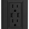 Toma Doble + 2 Puertos USB — Línea Plus Negro Mate — Mercury