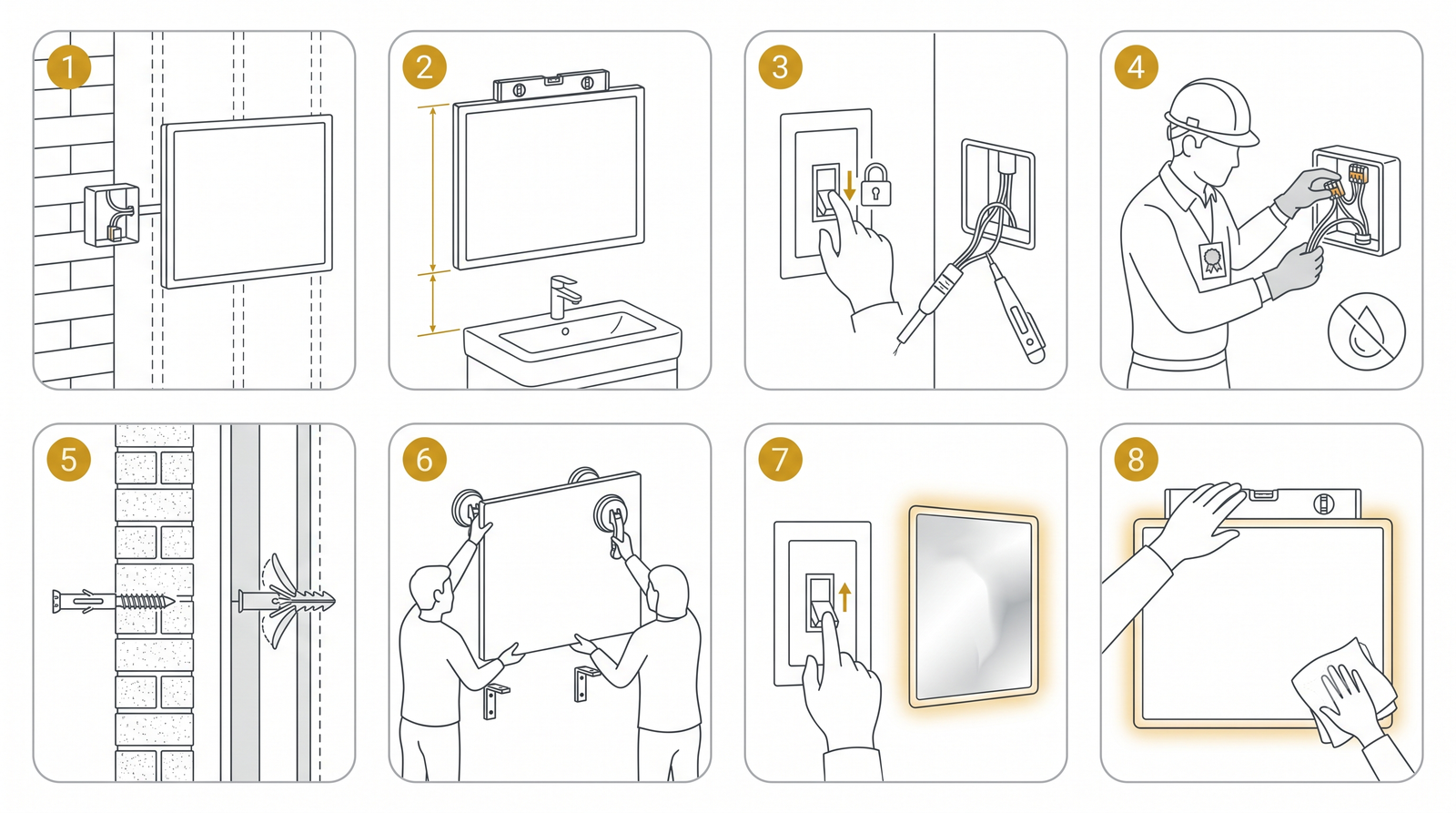 Lámina manual Espejo LED de baño