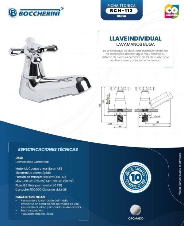 llave-individual-lavamanos-buga-ficha-tecnica Ficha técnica Llave Individual Lavamanos Buga