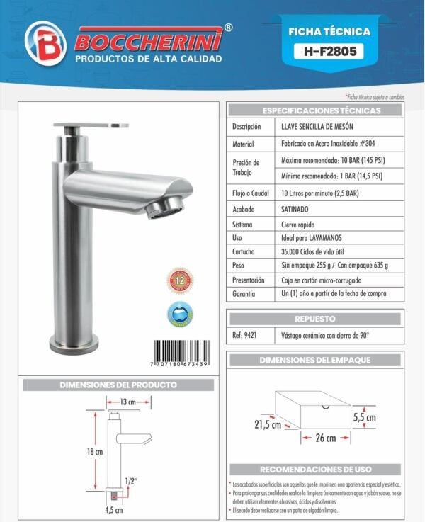 llave-sencilla-lavamanos-en-acero-inoxidable-304-5-ficha-tecnica Ficha técnica Llave Sencilla Lavamanos en Acero Inoxidable # 304 5