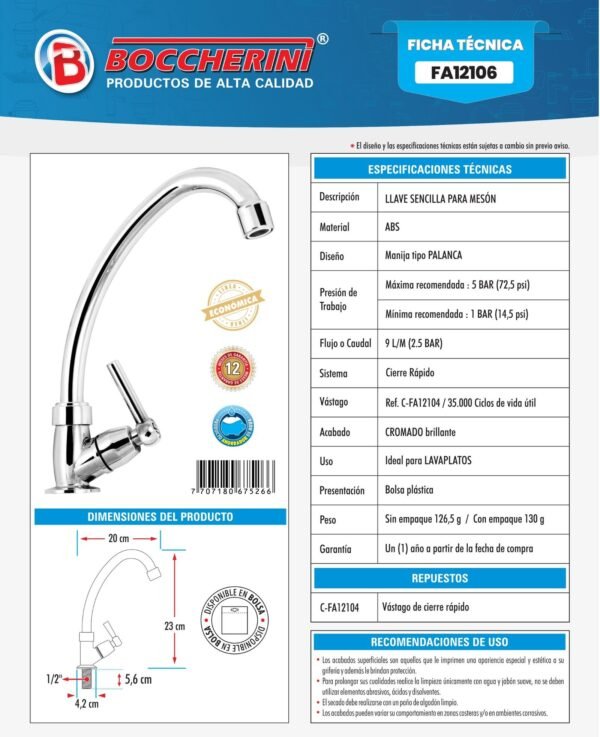llave-sencilla-lavaplatos-cromada-manija-tipo-palanca-ficha-tecnica Ficha técnica Llave Sencilla Lavaplatos Cromada Manija Tipo Palanca