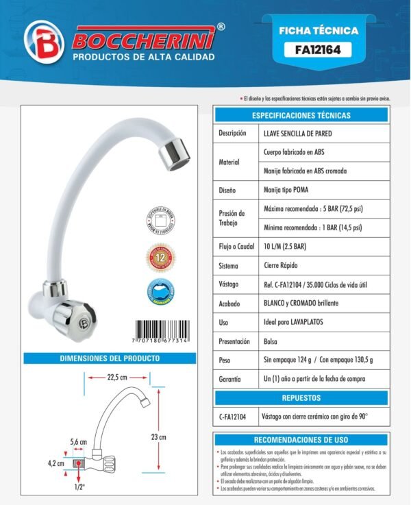 llave-sencilla-lavaplatos-de-pared-en-abs-blanca-y-cromada-manija-tipo-pomo-ficha-tecnica Ficha técnica Llave Sencilla Lavaplatos de Pared en ABS Blanca y Cromada Manija Tipo Pomo