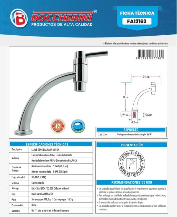 llave-sencilla-meson-lavaplatos-en-abs-cromada-manija-tipo-palanca-ficha-tecnica Ficha técnica Llave Sencilla Meson Lavaplatos en ABS Cromada Manija Tipo Palanca