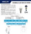 Ficha técnica MERCURY Bombillo LED 12W E27
