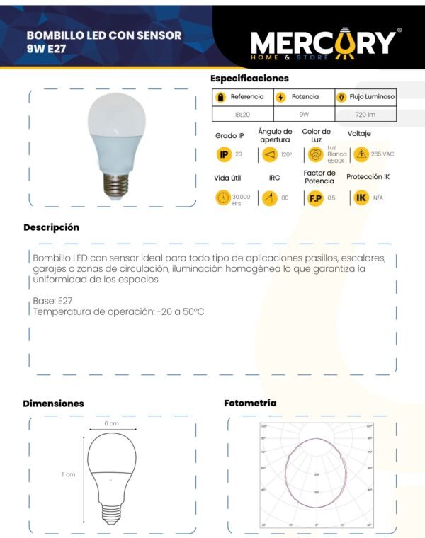 mercury-bombillo-led-con-sensor-9w-ficha-tecnica Ficha técnica MERCURY Bombillo LED CON Sensor 9W
