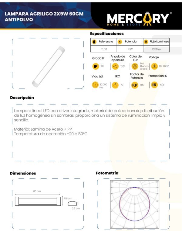 mercury-lampara-led-2x9w-antipolvo-60-cm-ficha-tecnica Ficha técnica MERCURY Lampara LED 2X9W Antipolvo 60 CM