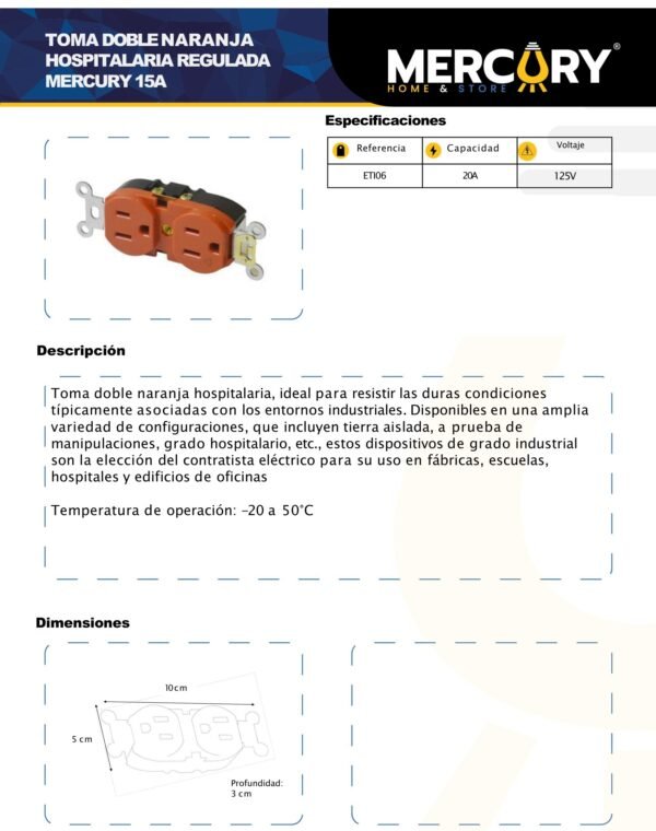 mercury-toma-doble-hospitalaria-naranja-con-tapa-eti06-ficha-tecnica Ficha técnica MERCURY TOMA Doble Hospitalaria Naranja CON TAPA Eti06 +