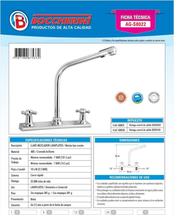 mezclador-lavaplatos-8-en-abs-manija-tipo-cruceta-ficha-tecnica Ficha técnica Mezclador Lavaplatos 8"" en ABS Manija Tipo Cruceta