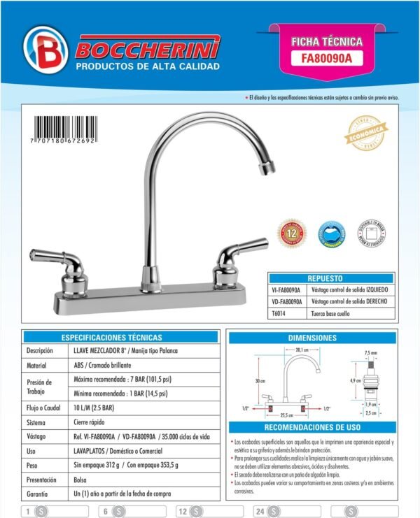 mezclador-lavaplatos-8-en-abs-manija-tipo-palanca-2-ficha-tecnica Ficha técnica Mezclador Lavaplatos 8° en ABS Manija Tipo Palanca