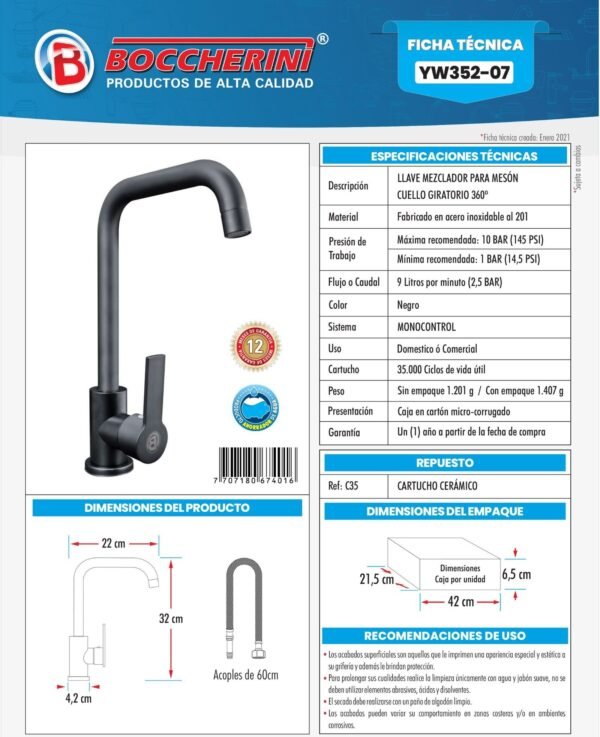 mezclador-monocontrol-lavaplatos-en-acero-inoxidable-201-color-negro-ficha-tecnica Ficha técnica Mezclador Monocontrol Lavaplatos en Acero Inoxidable # 201 Color Negro