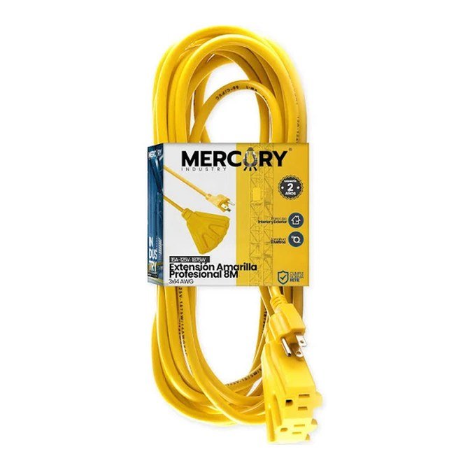 Extensión RETIE 8M 3X14AWG Profesional Amarilla Mercury — Mercury