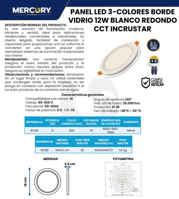 panel-led-12w-mercury-ficha-tecnica Ficha técnica Panel LED 12W — Mercury