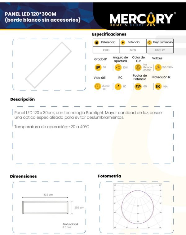 panel-led-60x60-50w-mercury-ficha-tecnica Ficha técnica Panel LED 60X60 50W — Mercury