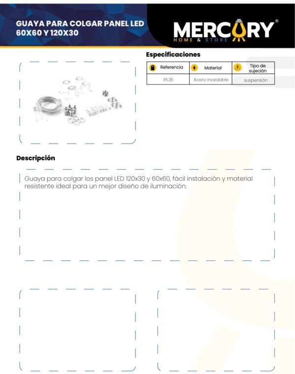 Ficha técnica Panel LED 60X60 — Mercury
