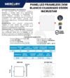 Ficha técnica Panel LED Frameless Cuadrado Incrustar 24W — Mercury