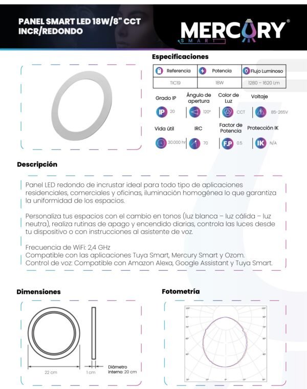 panel-led-smart-wifi-incrustar-18w-mercury-ficha-tecnica Ficha técnica Panel LED Smart WiFi Incrustar 18W — Mercury