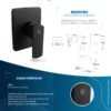 Ficha técnica Registro Mezclador de Ducha Cuadrado Cuerpo en ABS Manija en Zinc Cartucho Ceramico 35mm Color Negro