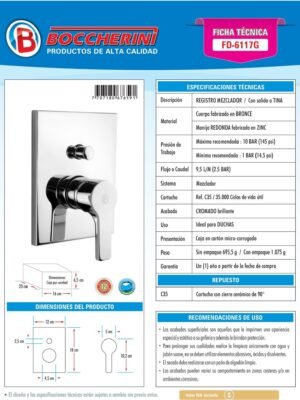 registro-monocontrol-ducha-en-bronce-manija-cuadrada-en-zinc-con-salida-a-tina-ficha-tecnica Ficha técnica Registro Monocontrol Ducha en Bronce Manija Cuadrada en Zinc con Salida A Tina
