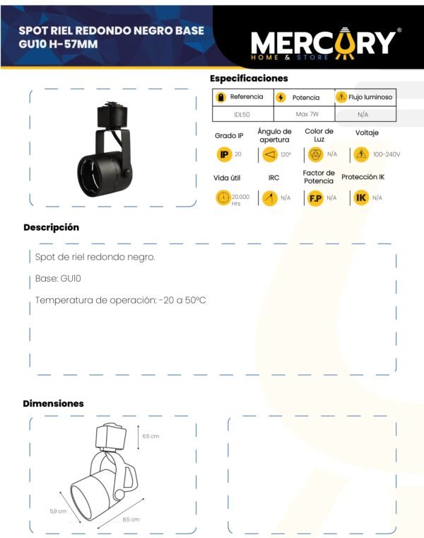 spot-led-redondo-empotrar-gu10-negro-mercury-ficha-tecnica Ficha técnica Spot LED Redondo Empotrar GU10 Negro — Mercury