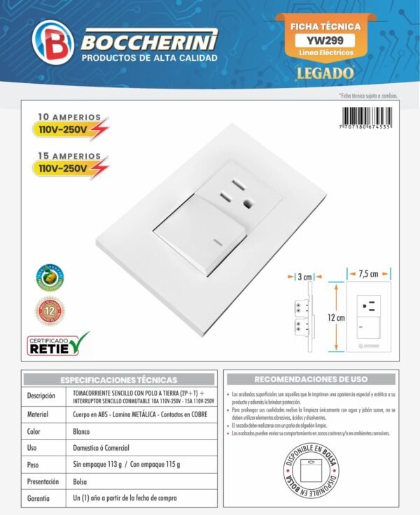 tomacorriente-sencillo-con-polo-a-tierra-2pt-interruptor-sencillo-conmutable-10a-110v-250v-15a-110v-250v-color-blanco-ficha-tecnica Ficha técnica Tomacorriente Sencillo con Polo A Tierra (2P+T) + Interruptor Sencillo Conmutable 10A 110V-250V - 15A 110V-250V Color Blanco