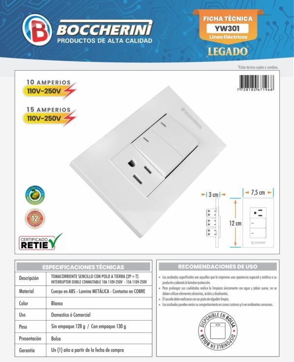tomacorriente-sencillo-polo-tierra-interruptor-conmutable-color-blanco-ficha-tecnica-1 Ficha técnica Tomacorriente Sencillo con Polo A Tierra (2P+T) + Interruptor Doble Conmutable 10A 110V-250V - 15A 110V-250VCOLOR Blanco