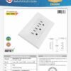 Ficha técnica Tomacorriente Triple con Polo A Tierra (2P+T) 15A 110V-250V Color Blanco