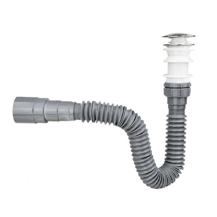 Sifón Flexible con Push para Lavamanos Silver