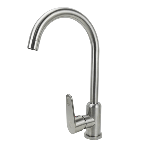 Mezclador Monocontrol Lavaplatos Cuerpo en Acero Inox. Manija Tipo Palanca Color Satinado