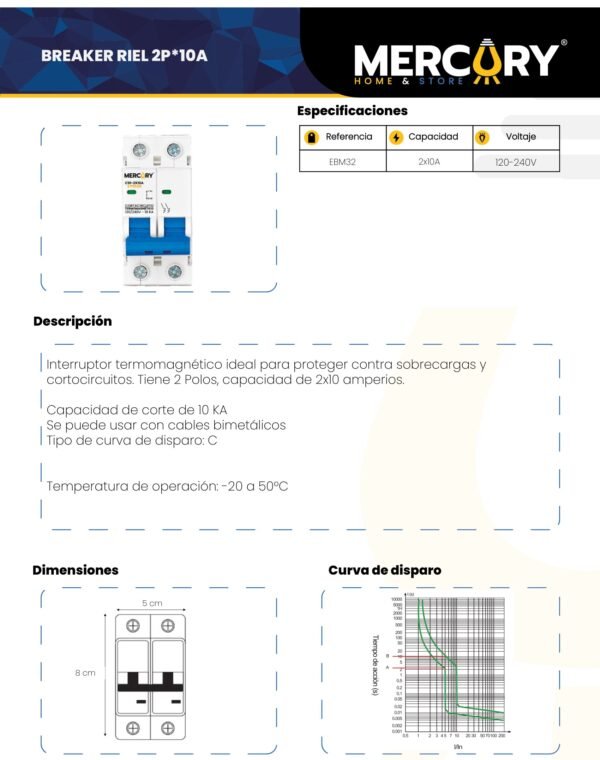 breaker-riel-2p-10a-mercury-ficha-tecnica Ficha técnica Breaker Riel 2P 10A — Mercury