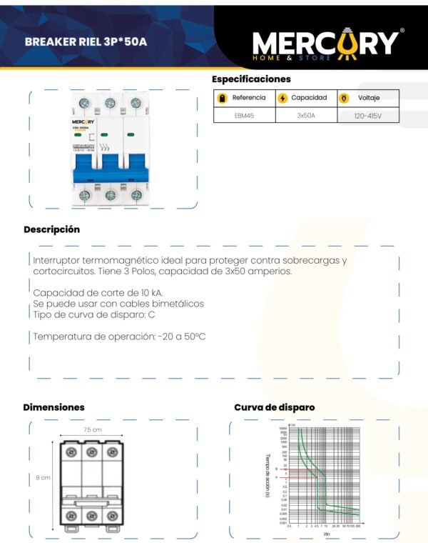 breaker-riel-3p-50a-mercury-ficha-tecnica Ficha técnica Breaker Riel 3P 50A — Mercury
