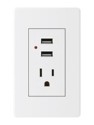 Toma Doble + 2 Puertos USB — Línea Plus Blanca — Mercury