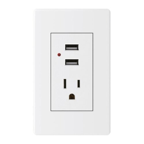 Toma Doble + 2 Puertos USB — Línea Plus Blanca — Mercury