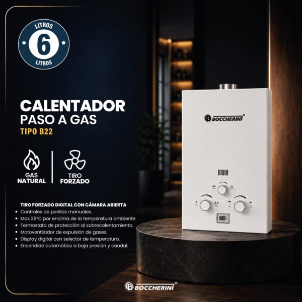 Calentador de paso a gas Boccherini JSQ-6L-N (ficha) Calentador de paso a gas Boccherini JSQ-6L-N (ficha)