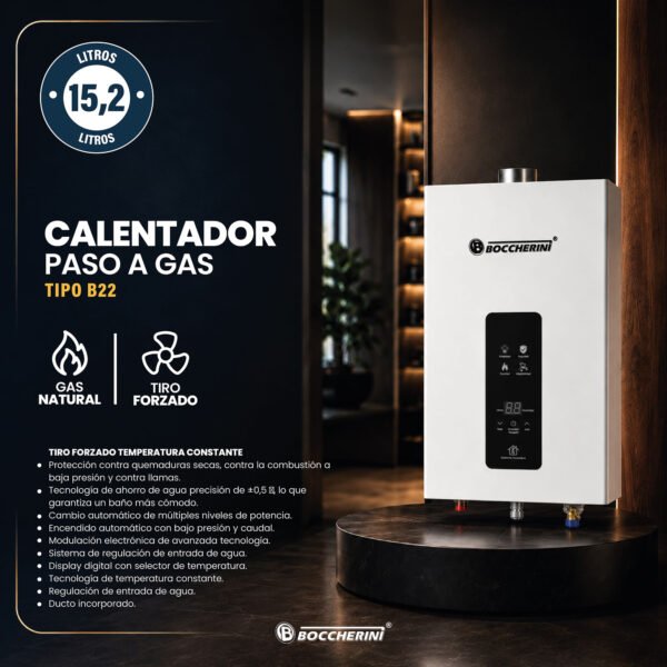 Calentador de paso a gas Boccherini JSQ36-H02-N (ficha) Calentador de paso a gas Boccherini JSQ36-H02-N (ficha)