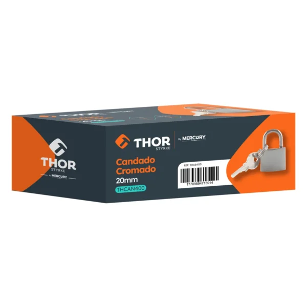 Candado de hierro cromado de 20 mm Thor, ref. THCAN400 (empaque, otra vista)