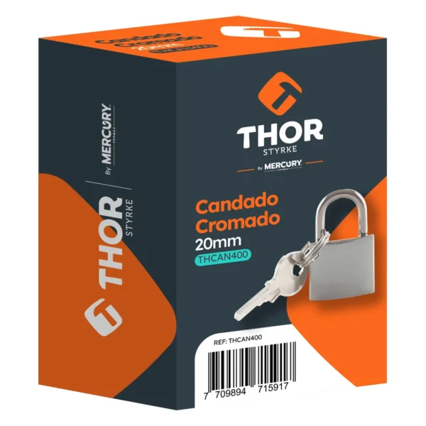 Candado de hierro cromado de 20 mm Thor, ref. THCAN400 (empaque)