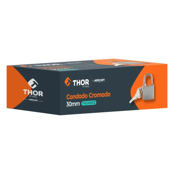 Candado de hierro cromado de 30 mm Thor, ref. THCAN402, con llaves (empaque) Candado de hierro cromado de 30 mm Thor, ref. THCAN402, con llaves (empaque)