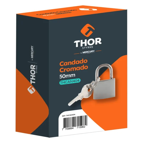 Candado de hierro cromado de 50 mm Thor, ref. THCAN404, con llaves (empaque) Candado de hierro cromado de 50 mm Thor, ref. THCAN404, con llaves (empaque)