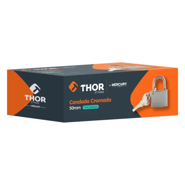 Candado de hierro cromado de 50 mm Thor, ref. THCAN404, con llaves (empaque) Candado de hierro cromado de 50 mm Thor, ref. THCAN404, con llaves (empaque)