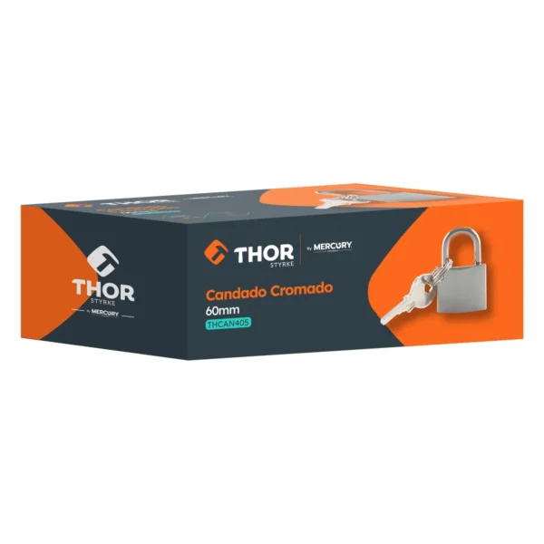 Candado de hierro cromado de 60 mm Thor, ref. THCAN405, con llaves (empaque) Candado de hierro cromado de 60 mm Thor, ref. THCAN405, con llaves (empaque)