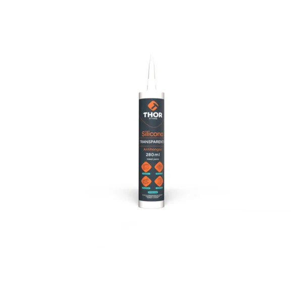 Cartucho de silicona transparente antihongos de 280 ml, marca Thor (foto 2), ref. THSIL102