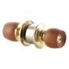 Cerradura de baño cilíndrica con pomos de madera clara y rosetas de bronce, marca Thor, ref. THCHA101 Cerradura de baño cilíndrica con pomos de madera clara y rosetas de bronce, marca Thor, ref. THCHA101