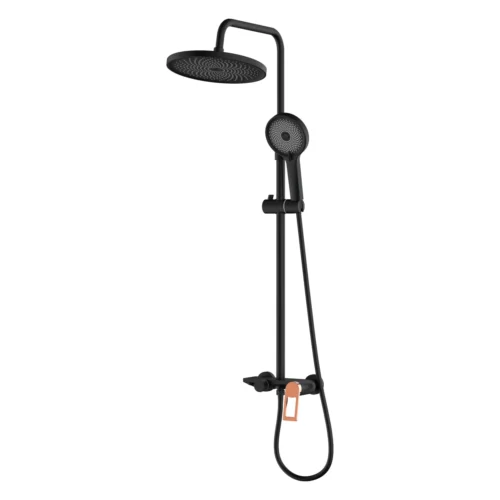 Columna de ducha con mezclador Sovrano Esenzziale SVR1021 en negro mate y oro rosa