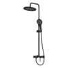 Columna de ducha con mezclador Sovrano Lusso SVR1038 en negro mate y oro rosa, con regadera y teleducha redondas