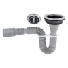 Conjunto canastilla para lavaplatos con sifón flexible gris Valqua VQAC003, con cesta suelta Conjunto canastilla para lavaplatos con sifón flexible gris Valqua VQAC003, con cesta suelta