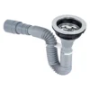 Conjunto canastilla para lavaplatos con sifón flexible gris Valqua VQAC003, vista del sifón en U